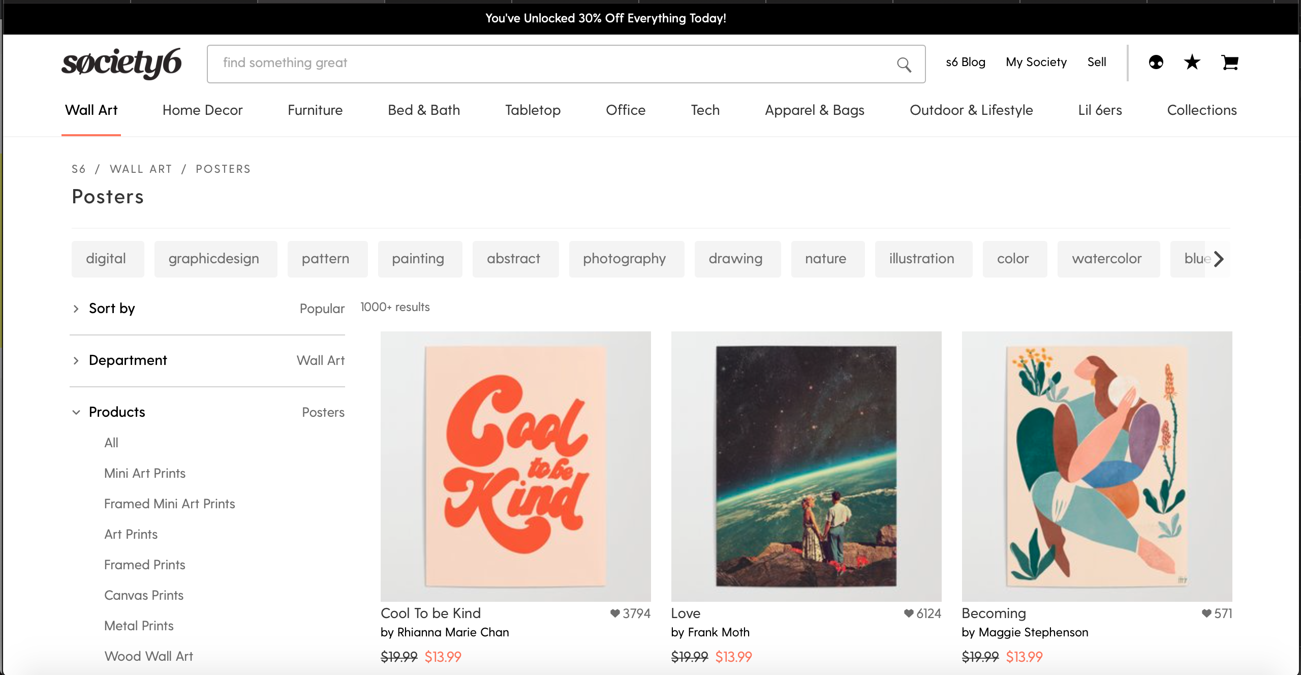 society6 navigation
